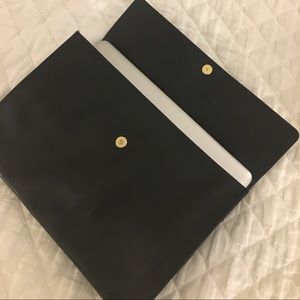 Coach Black Leather Folio Portfolio Computer Case